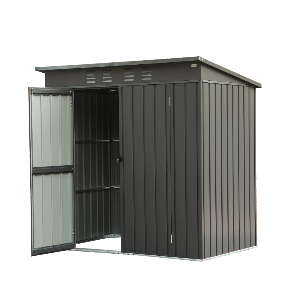 Backyard Storage Shed 11' x 12.5' with Galvanized Steel Frame & Windows, Outdoor Garden Shed Metal Utility Tool Storage Room with Lockable Door for Patio(Dark Gray)