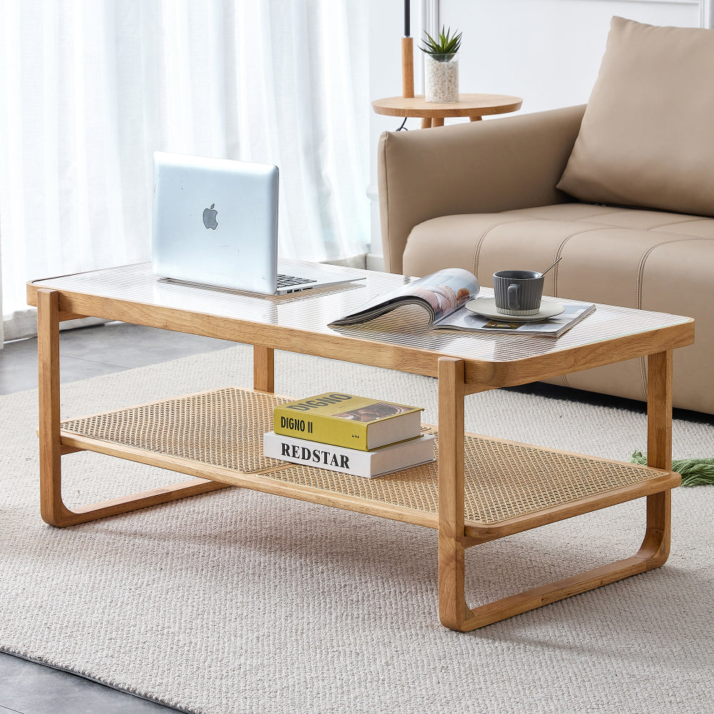 Chinese style log wind Imitation rattan tea table rectangular solid wood coffee  table small family living room tea table