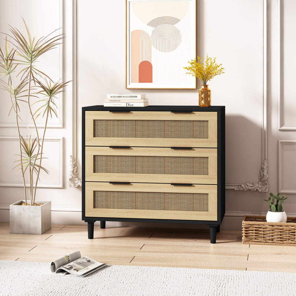 4 Drawers Rattan Cabinet,for Bedroom,Living Room,Dining Room,Hallways,Easy Assembly