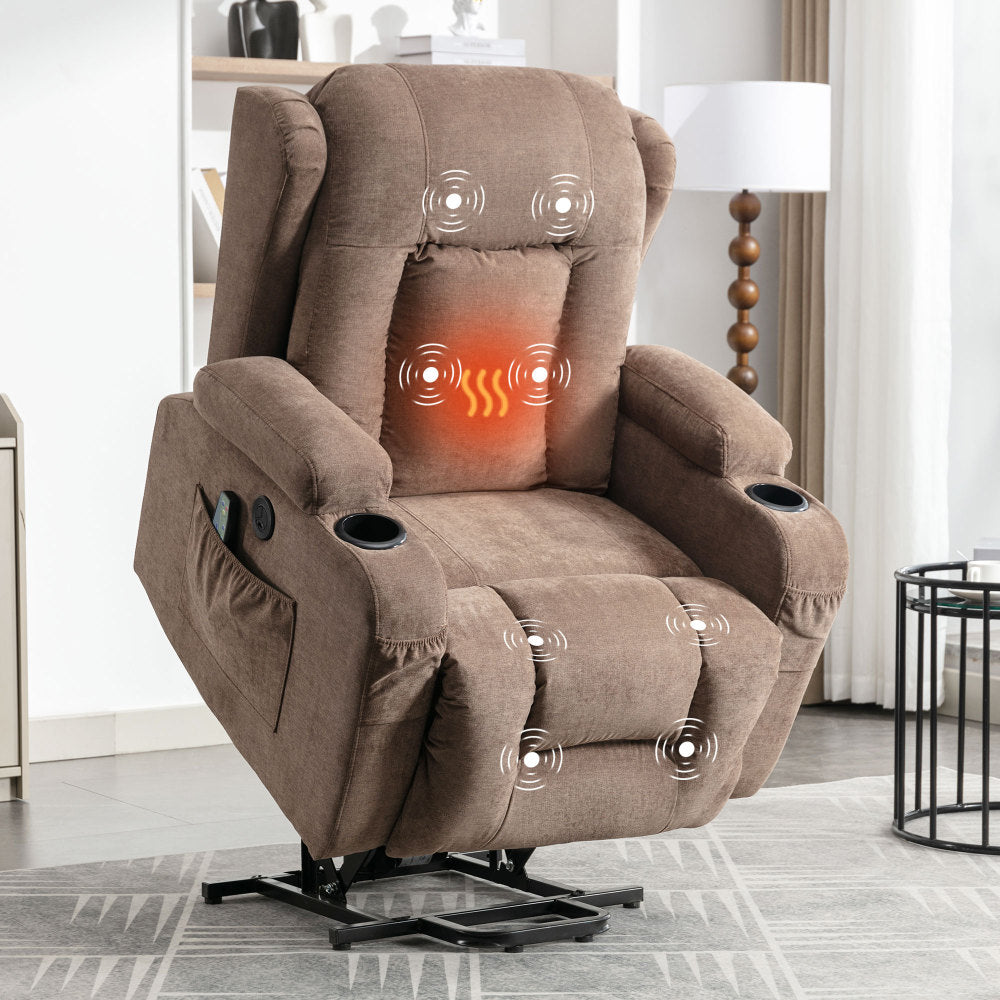 Power Lift Recliner Chair Recliners for Elderly with Heat and Massage Recliner Chair for Living Room with Infinite Position and Side Pocket,USB Charge Port(BLUE)
