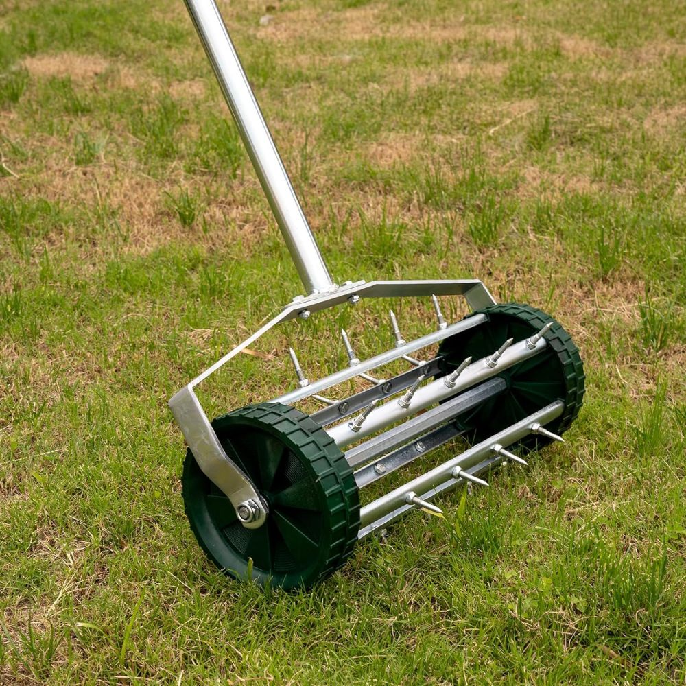 40 litre high capacity lawn roller, can fill sand/water, U-shaped ergonomic handle, easy to push and pull, suitable for gardens, farms, parks, black