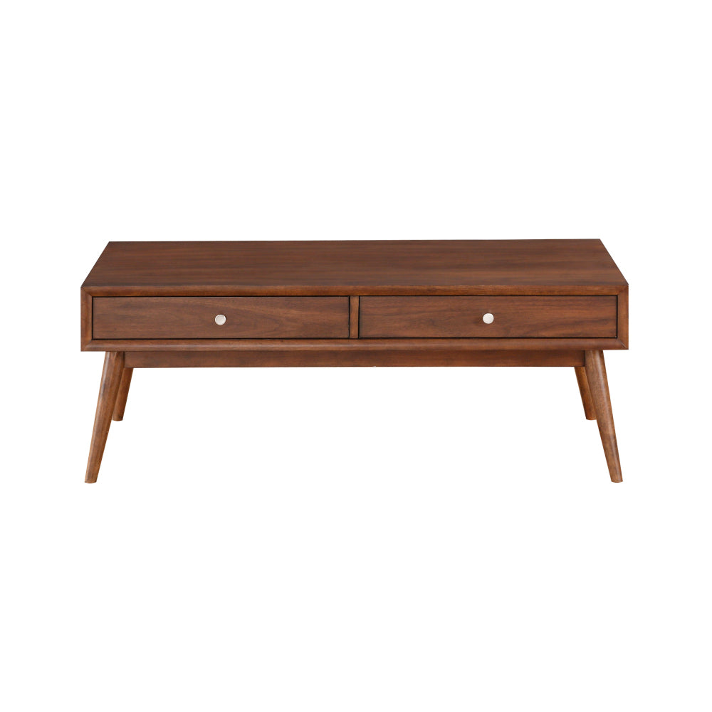 Brown Finish Stylish Writing Desk Storage Drawers Nickel Knob Hardware Walnut Veneer Wood Furniture
