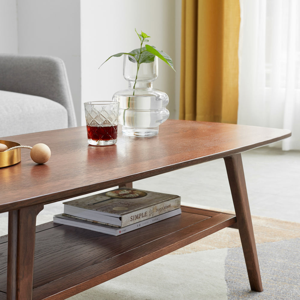 Center table Low Table 100% solid wood Top plate Desk Coffee table Width 80 x Depth 50 x Height 44 cm Study desk Work from home Easy to assemble Natural wood with storage shelf Natural writing desk