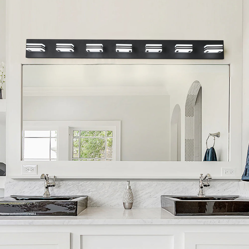 40" Modern 6-Light LED Vanity Light - Sleek Bathroom Wall Fixture, Iron & Acrylic, Dimmable & Energy-Efficient, Ideal for Mirror Lighting