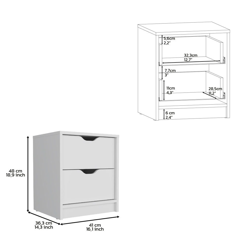 Raymer 2 Piece Bedroom Set, Nightstand + Dresser, White