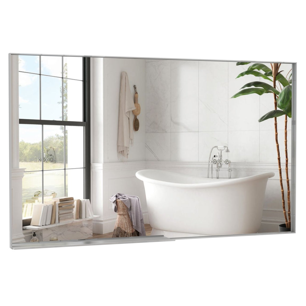 60*36" Oversized Modern Rectangle Bathroom Mirror with Silver Frame Decorative Large Wall Mirrors for Bathroom Living Room Bedroom Vertical or Horizontal Wall Mounted mirror with Aluminum Frame