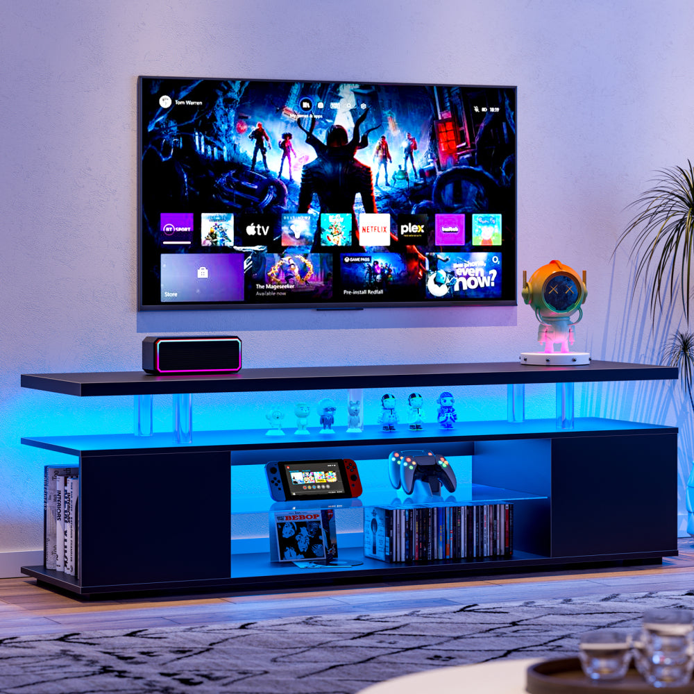 TV Stand for 60 Inch TV LED Gaming Entertainment Center Media Storage Console Table with Large Side Cabinet for Living Room( White)
