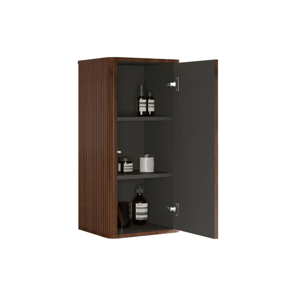 CC0414S305 Striped Walnut Bathroom Floating Side Cabinet, Wall-mounted Storage Cabinet for Small Spaces, Pre-assembled
