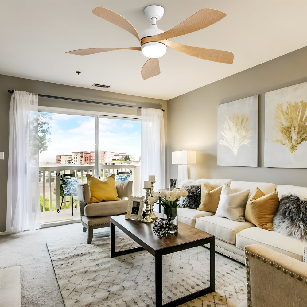 (Same as W882P147262) 52 Inch Modern Ceiling Fan With 3 Color Dimmable Led Light 5 ABS Blades Remote Control Reversible DC Motor