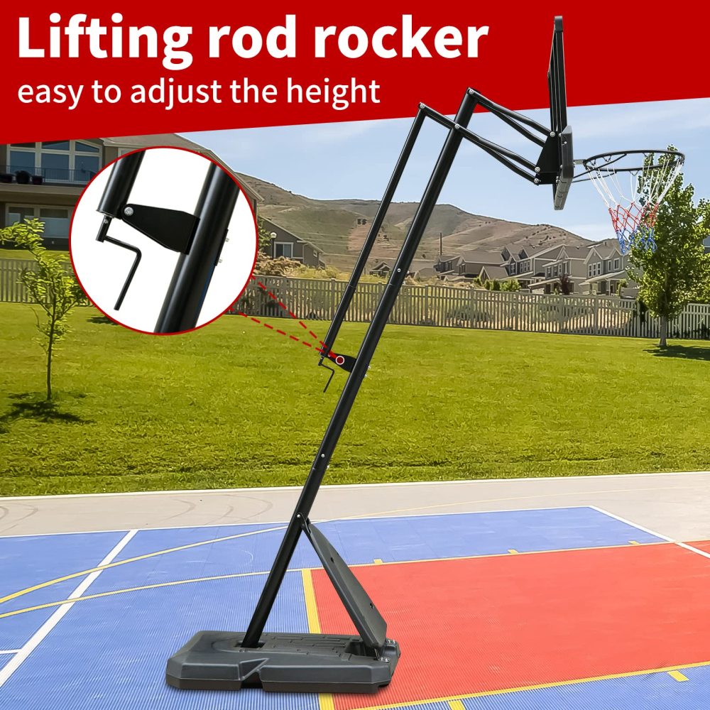 Height Adjustable Basketball Hoop, 7.5 to 10ft Adjustable Basketball Stand with 44 Inch Backboard, Portable Basketball Goal System with Stable Base and Wheels, Use for Outdoor