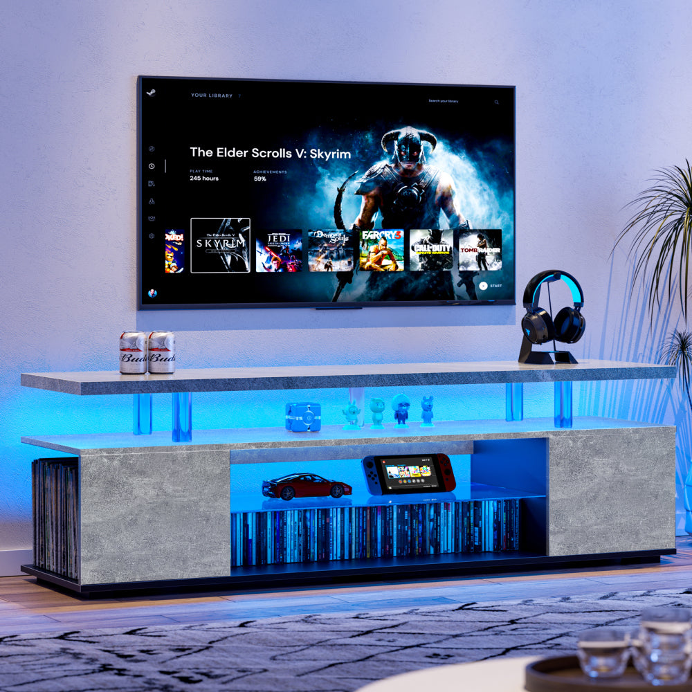 TV Stand for 60 Inch TV LED Gaming Entertainment Center Media Storage Console Table with Large Side Cabinet for Living Room( White)