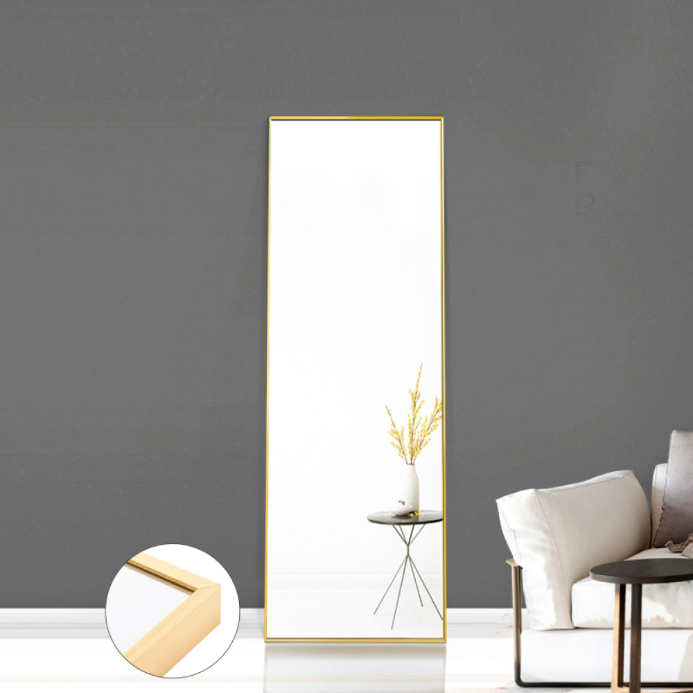 Tempered mirror  59" x 16" Tall Full Length Mirror with Stand, Gold Wall Mounting Full Body Mirror, Metal Frame Full-Length Mirror for Living Room, Bedroom
