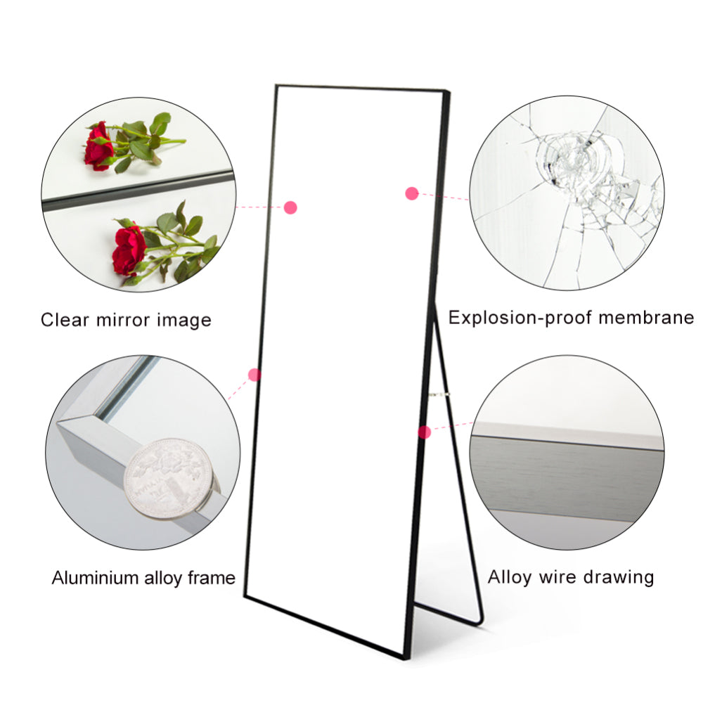 Tempered mirror  59" x 16" Tall Full Length Mirror with Stand, Gold Wall Mounting Full Body Mirror, Metal Frame Full-Length Mirror for Living Room, Bedroom
