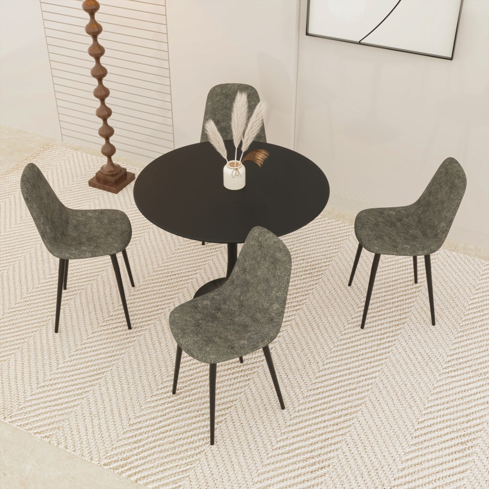 31.5" Black Round Dining Table, Tulip Table Kitchen Dining Table 2-4 People with MDF Table Top & Pedestal Base, Mid-Century End Table Leisure Coffee Table Office Living Room Table