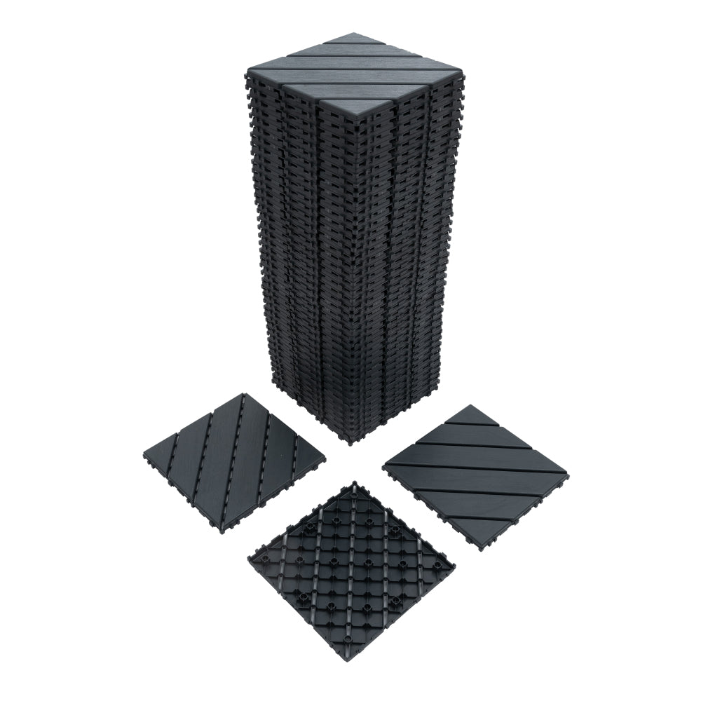 Plastic Interlocking Deck Tiles,44 Pack Patio Deck Tiles,12"x12" Square Waterproof Outdoor All Weather Use, Patio Decking Tiles for Poolside Balcony Backyard, Grey