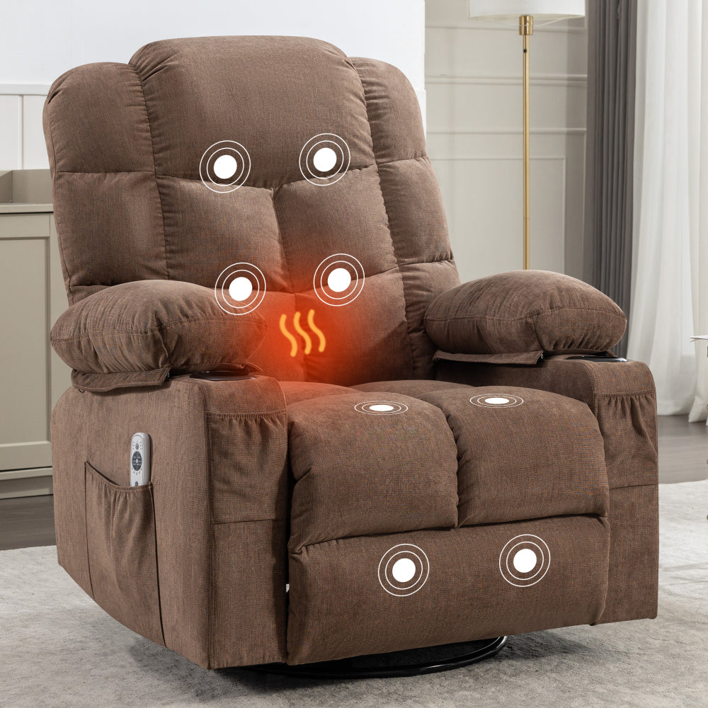 Massage Rocker Recliner Chair Rocking Chairs for Adults Oversized with 2 Cup Holders, USB Charge Port Soft Features a Manual Massage and Heat.(A+B)GREY