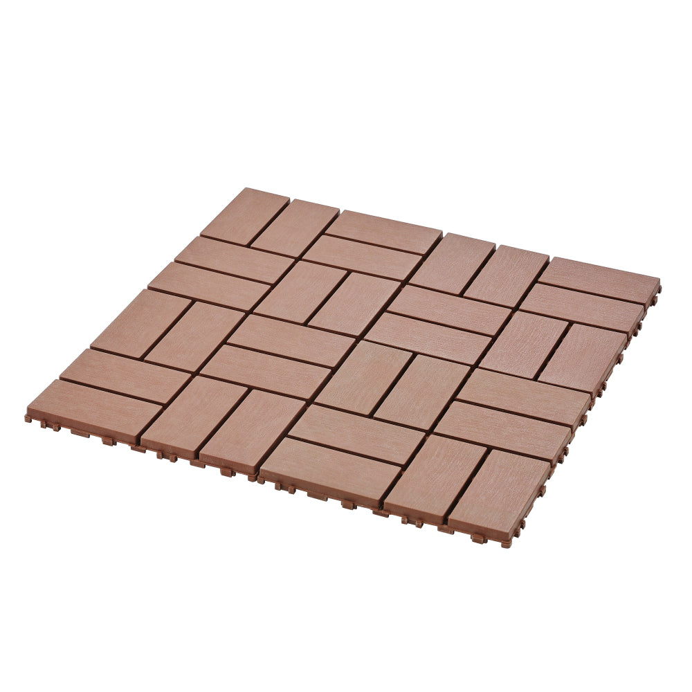 Plastic Interlocking Deck Tiles,44 Pack Patio Deck Tiles,12"x12" Square Waterproof Outdoor All Weather Use, Patio Decking Tiles for Poolside Balcony Backyard, Brown