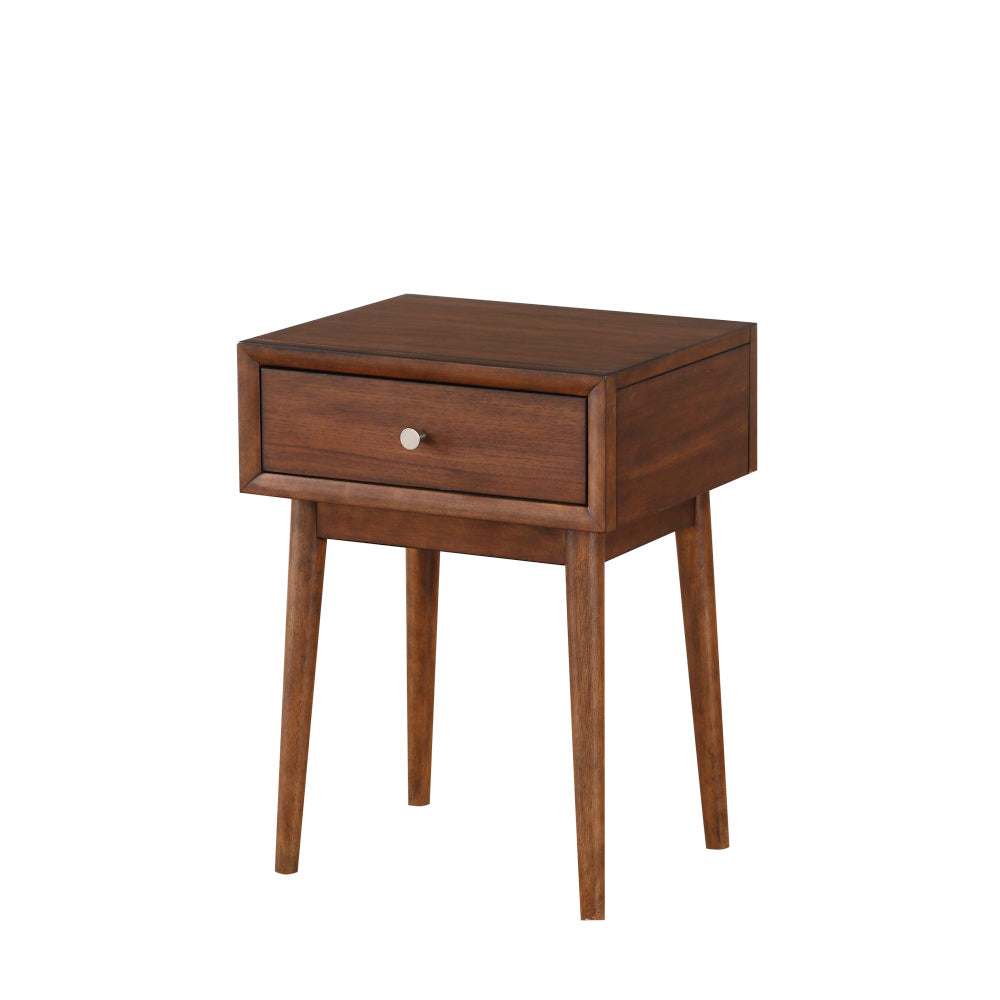 Brown Finish Stylish Writing Desk Storage Drawers Nickel Knob Hardware Walnut Veneer Wood Furniture