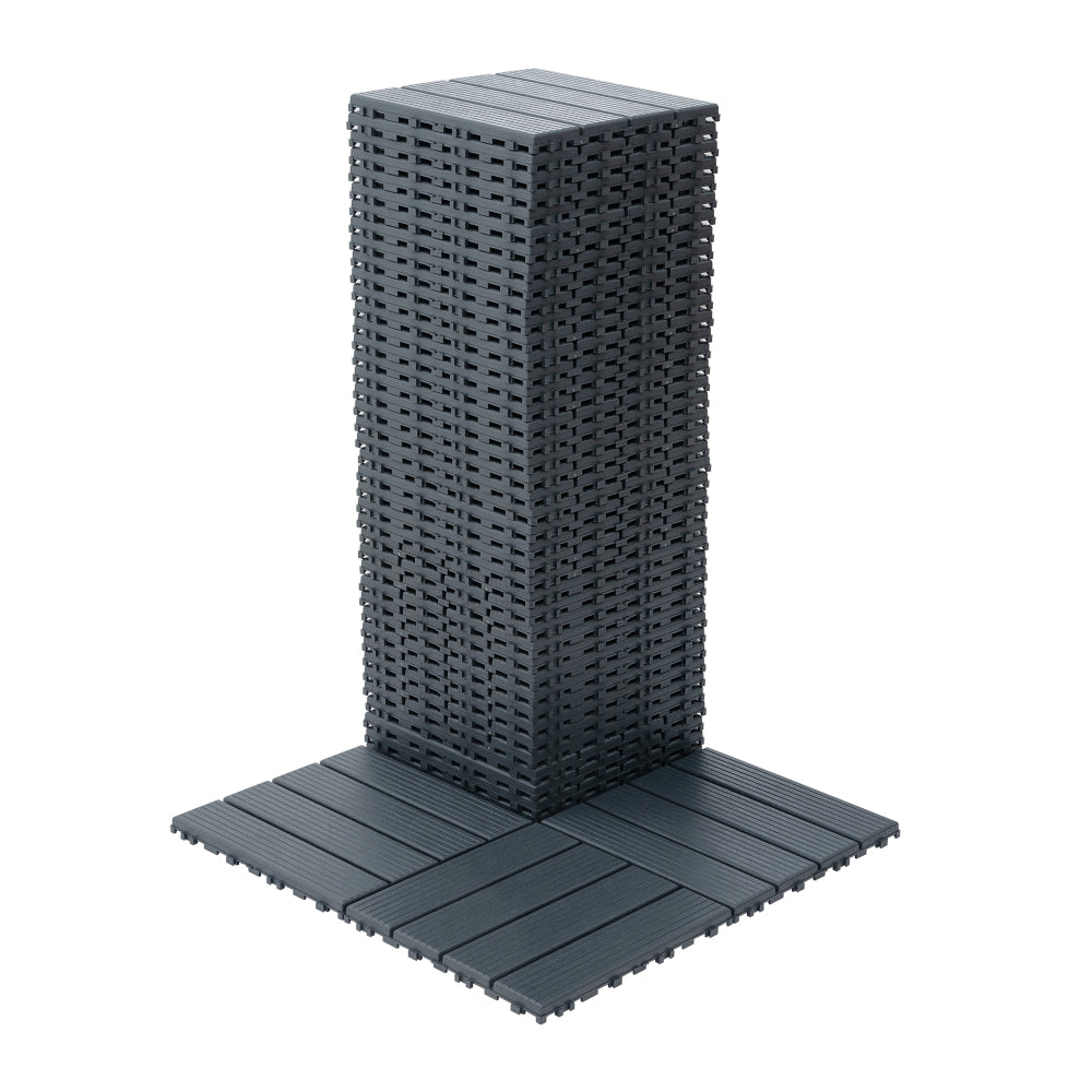 Plastic Interlocking Deck Tiles,44 Pack Patio Deck Tiles,12"x12" Square Waterproof Outdoor All Weather Use, Patio Decking Tiles for Poolside Balcony Backyard, Grey