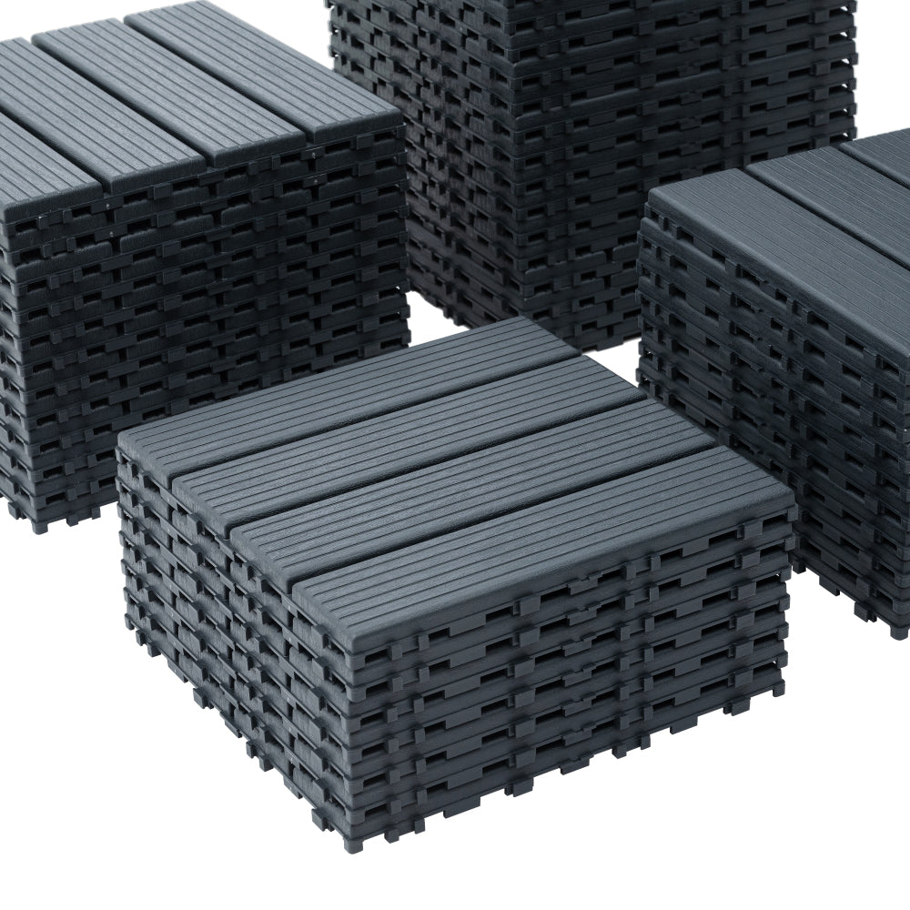 Plastic Interlocking Deck Tiles,44 Pack Patio Deck Tiles,12"x12" Square Waterproof Outdoor All Weather Use, Patio Decking Tiles for Poolside Balcony Backyard, Grey