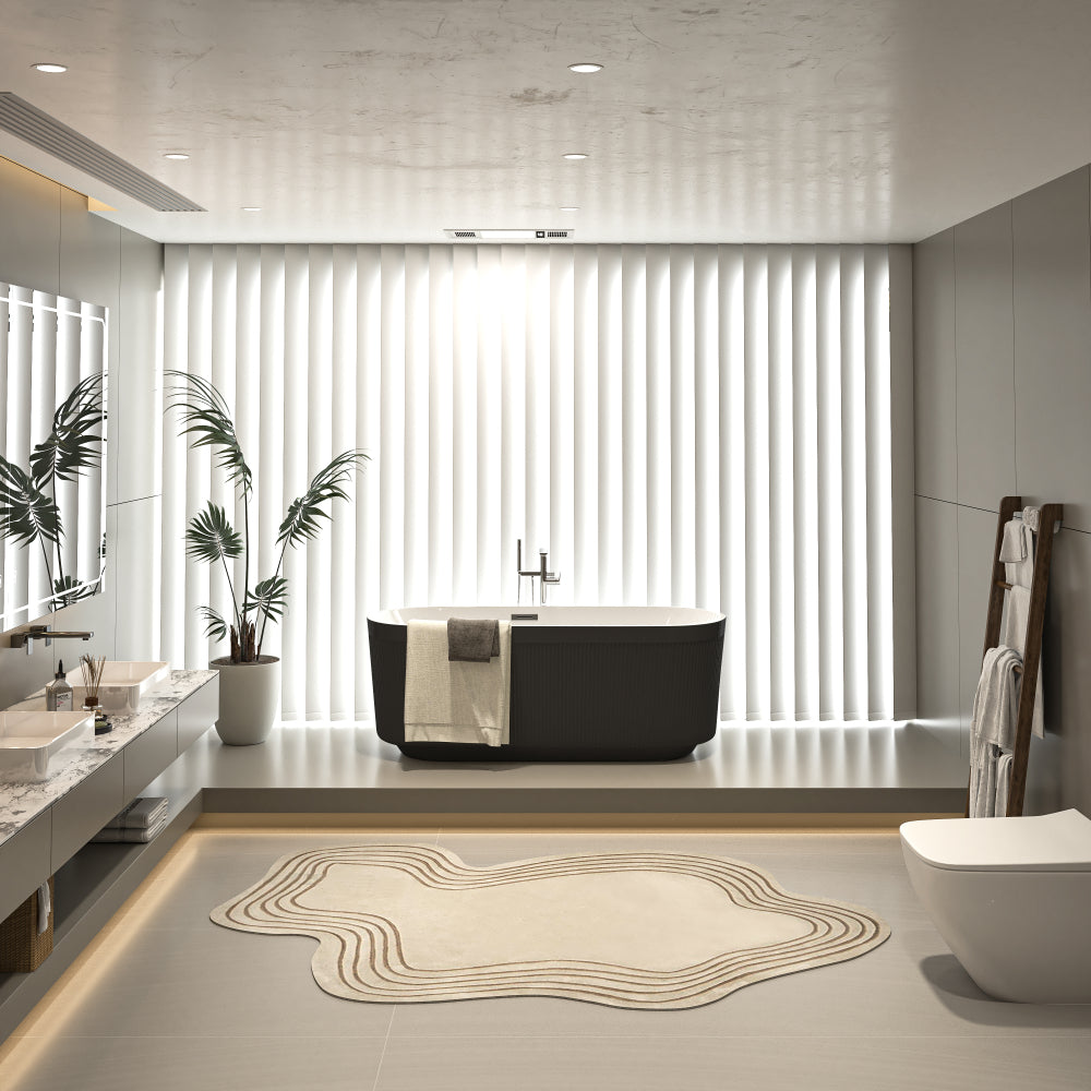 67" Acrylic Freestanding Bathtub, Unique Pleated Design, Glossy Black, Brushed Nickel  Overflow and Pop-Up Drain, , cUPC Certified