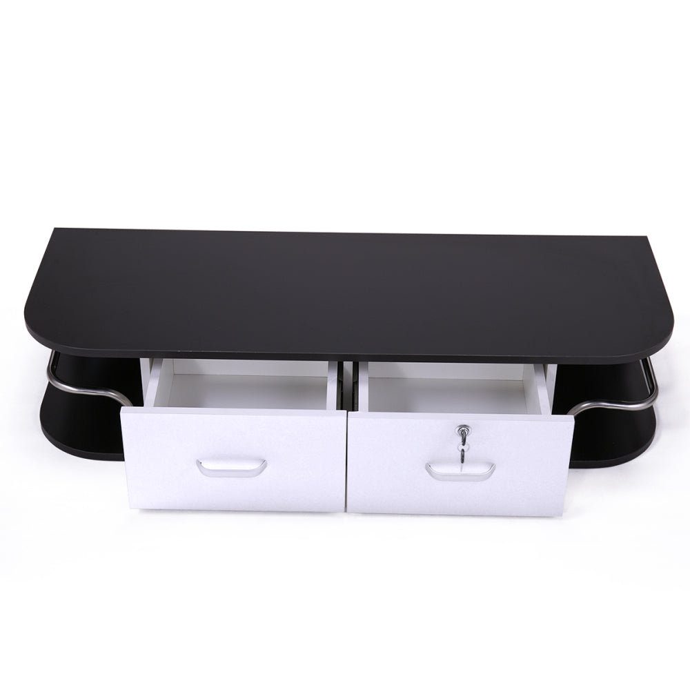 Wall Mounted Barber Station, Beauty Table with Locking Drawer, Beauty Spa Salon Styling Equipment, Black and White