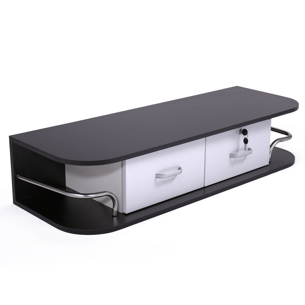 Wall Mounted Barber Station, Beauty Table with Locking Drawer, Beauty Spa Salon Styling Equipment, Black and White