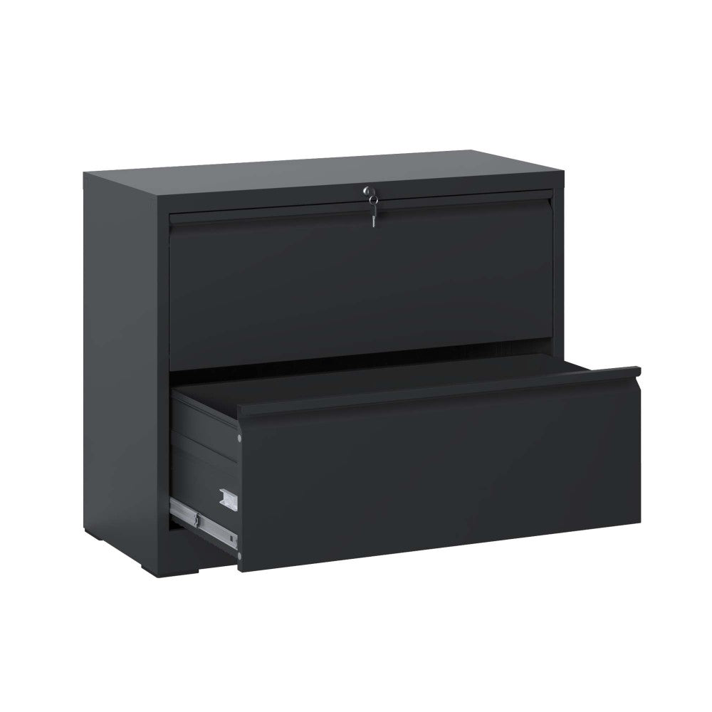 Lateral File Cabinet 4 Drawer, Black Filing Cabinet with Lock, Lockable File Cabinet for Home Office, Locking Metal File Cabinet for Legal/Letter/A4/F4 Size