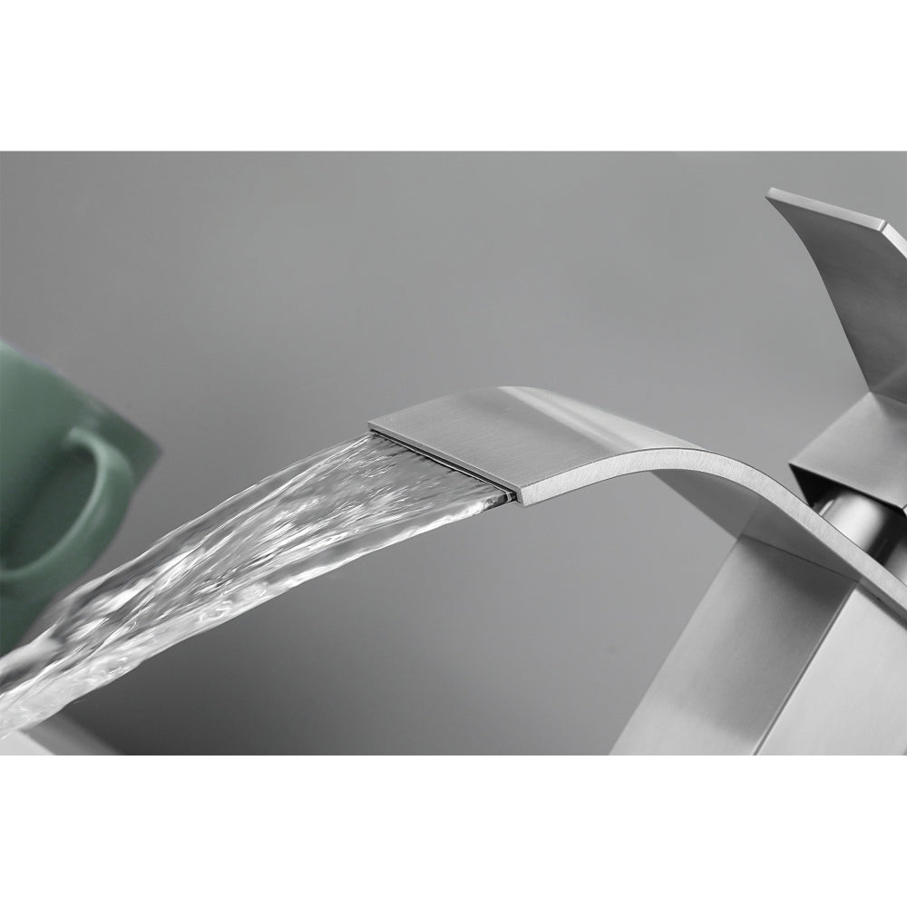 Waterfall Spout Single Handle Bathroom Sink Faucet