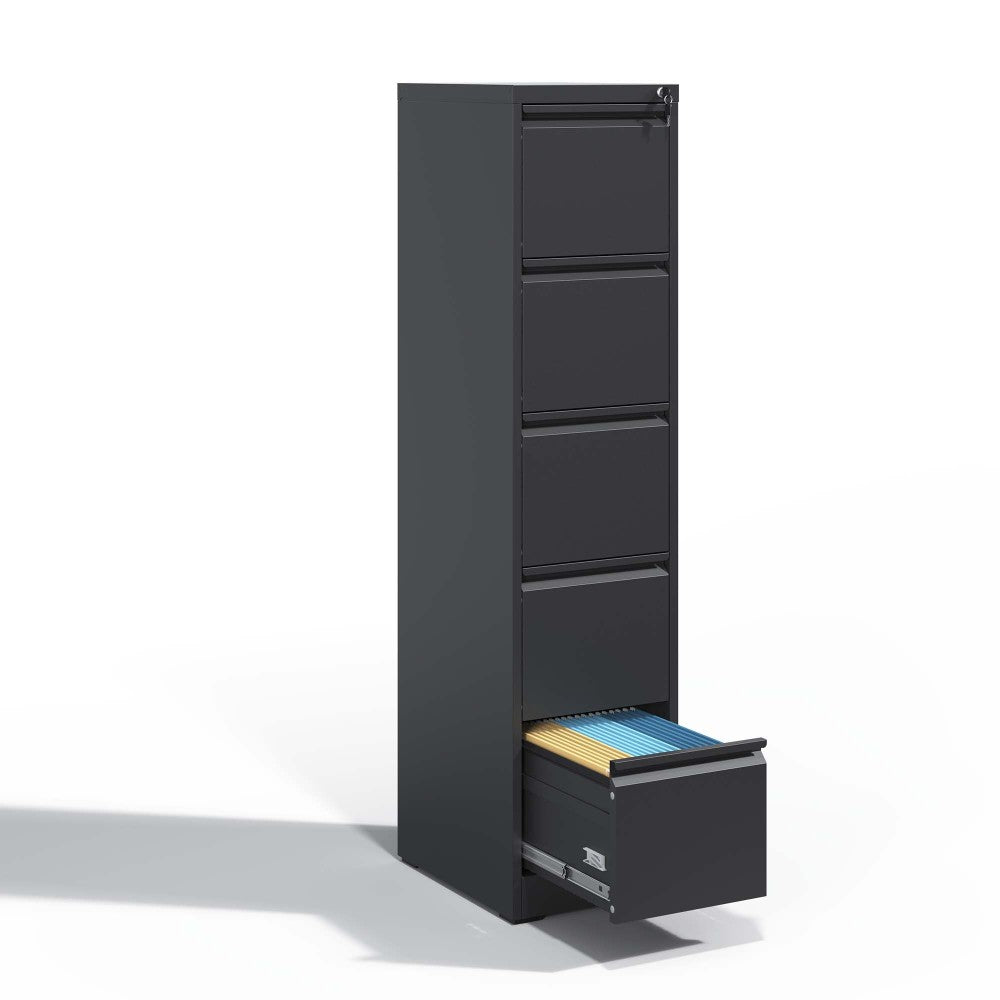Lateral File Cabinet 4 Drawer, Black Filing Cabinet with Lock, Lockable File Cabinet for Home Office, Locking Metal File Cabinet for Legal/Letter/A4/F4 Size