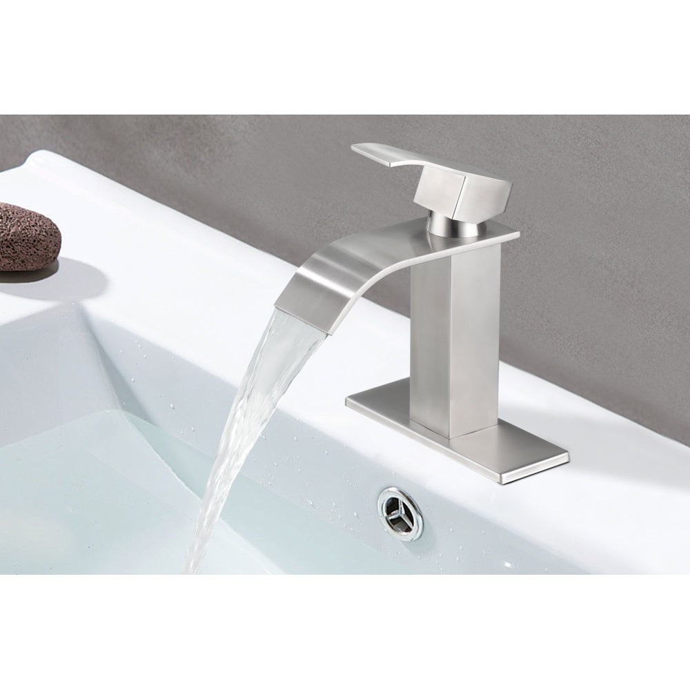 Waterfall Spout Single Handle Bathroom Sink Faucet