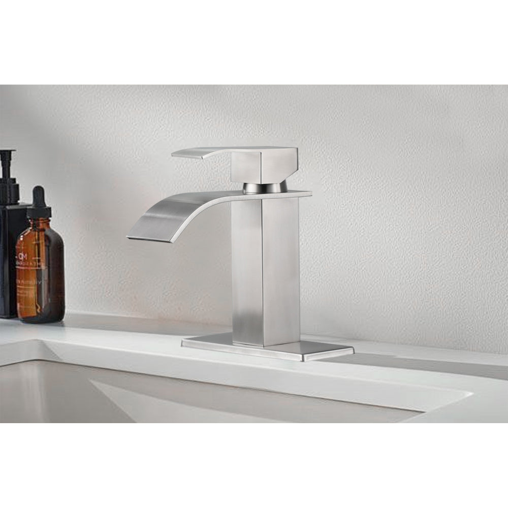 Waterfall Spout Single Handle Bathroom Sink Faucet