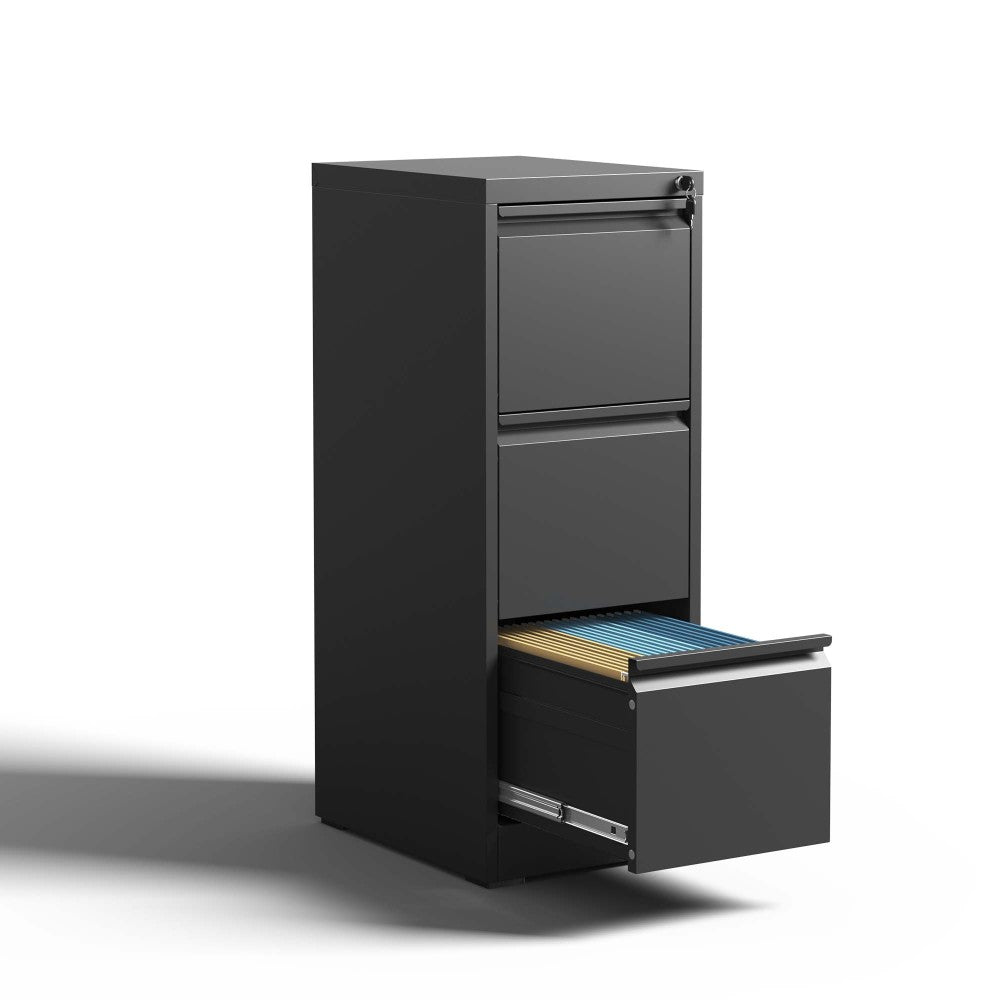 Lateral File Cabinet 4 Drawer, Black Filing Cabinet with Lock, Lockable File Cabinet for Home Office, Locking Metal File Cabinet for Legal/Letter/A4/F4 Size