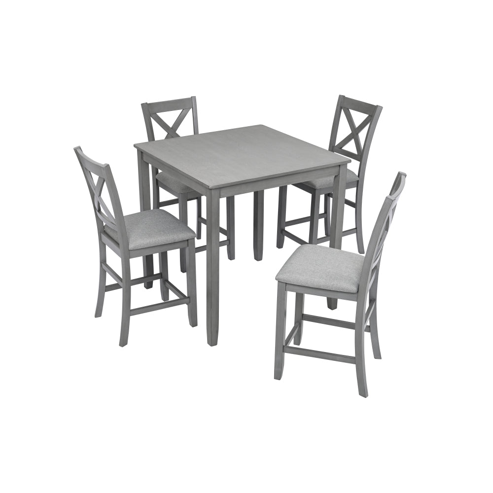 Wooden Dining Square Table, Kitchen Table for Small Space, 4 Person Counter Height Table, Gray,
ONLY THE TABLE