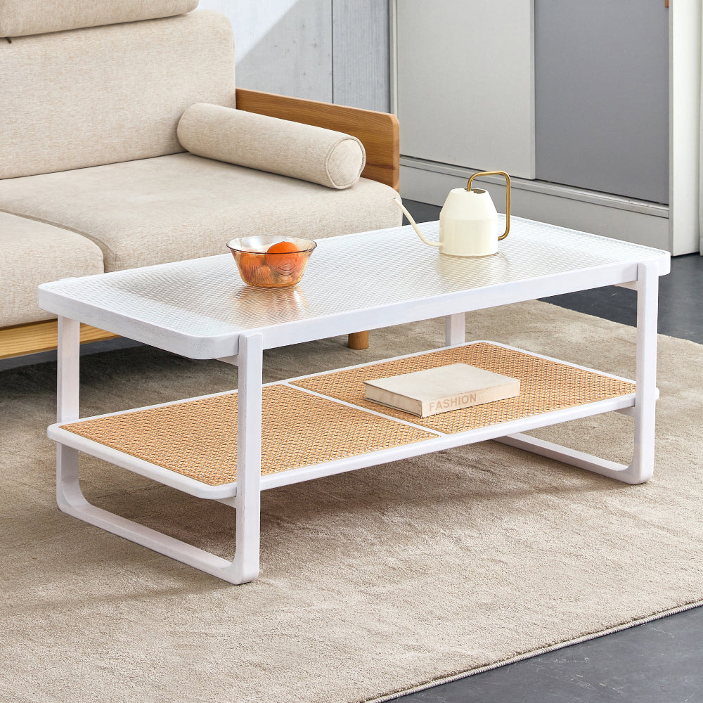 Chinese style log wind Imitation rattan tea table rectangular solid wood coffee  table small family living room tea table