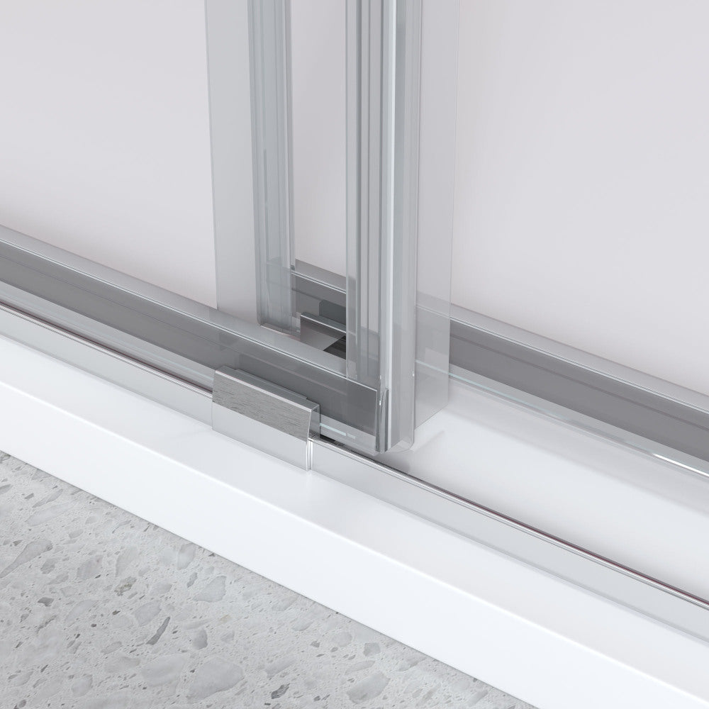 56'' - 60'' W x 76'' H Double Sliding Frameless Shower Door With 3/8 Inch (10mm) Clear Glass in Chrome