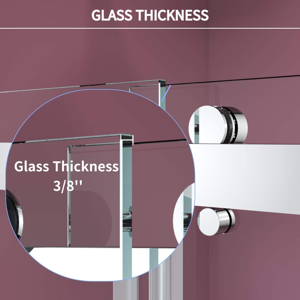 56'' - 60'' W x 76'' H Double Sliding Frameless Shower Door With 3/8 Inch (10mm) Clear Glass in Chrome