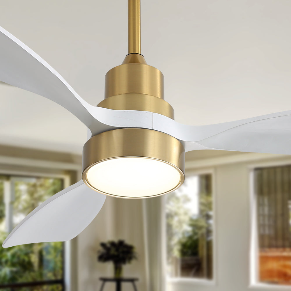 (Same as W882P195902) 48 Inch Wood Ceiling Fan With 3 Solid Wood Blades Remote Control Reversible DC Motor For Living Room