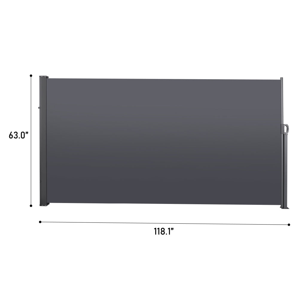 Retractable Side Screen Awning, UV Resistant, Waterproof, Patio Privacy Screen for Garden, Balcony, Courtyard(Dark Grey), 118.1" x 62.99"