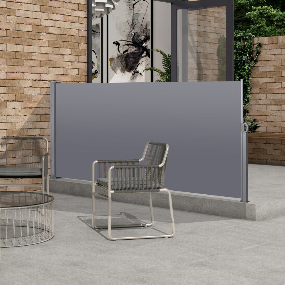 Retractable Side Screen Awning, UV Resistant, Waterproof, Patio Privacy Screen for Garden, Balcony, Courtyard(Dark Grey), 118.1" x 62.99"
