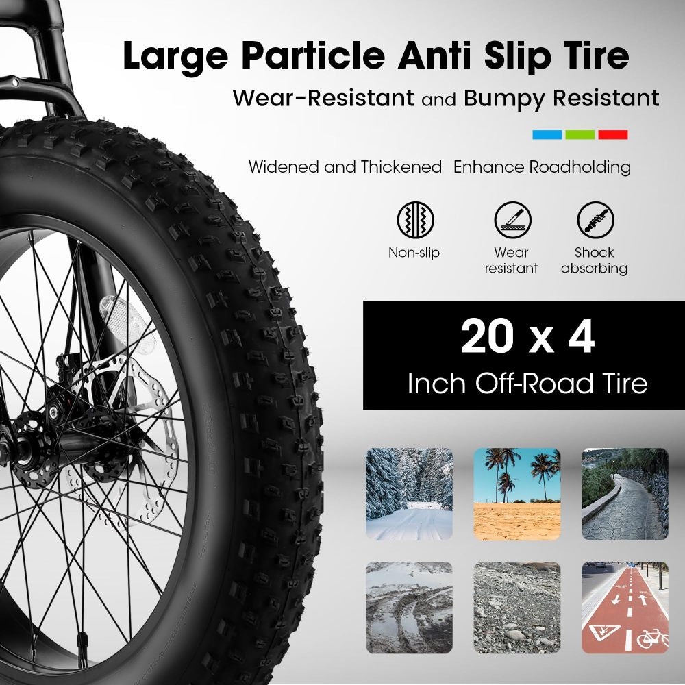 S20109 20 Inch Mountain Bike for Kids and Teenagers, High Carbon Steel Frame, Disc Brakes, Durable Wide Tires, Front Suspension, 7-Speed, Ideal for Snow and Off-Road Riding