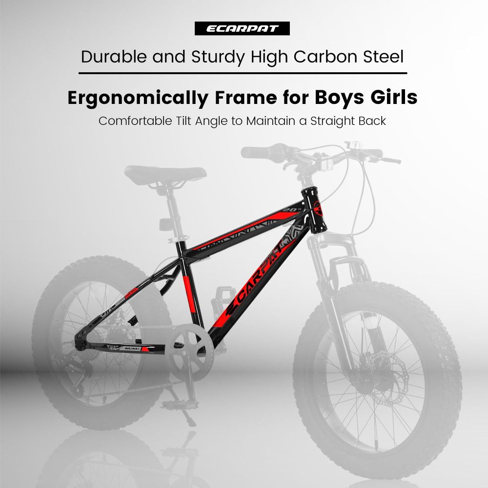 S20109 20 Inch Mountain Bike for Kids and Teenagers, High Carbon Steel Frame, Disc Brakes, Durable Wide Tires, Front Suspension, 7-Speed, Ideal for Snow and Off-Road Riding