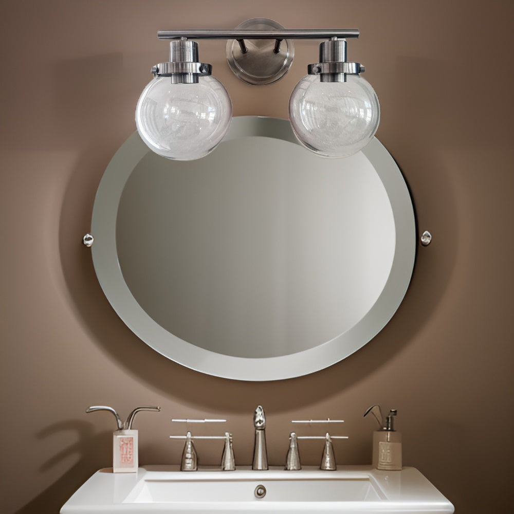 Bathroom Vanity Light Fixtures, 2-Light Black Wall Sconce Lighting Wall Lamp with Clear Glass Shade, Vintage Wall Mounted Lights Bathroom Lights for Mirror, Living Room, Bedroom, Hallway, Porch