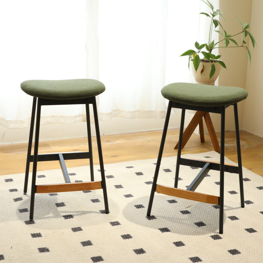 Modern Set of 2 Bar Stools Comfortable & Stylish Counter Height and Bar Height Bar Stools,Soft Fabric Upholstered, Backless for Kitchen, Dining Room Bar Chairs