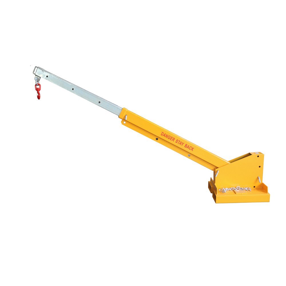 Fork Mounted Telescoping Crane Jib Boom, Forklift Jib Boom Crane, Adjustable Boom 67-110in, Forklift Mobile Crane, Forklift Boom Attachment Towing Handling Equipment