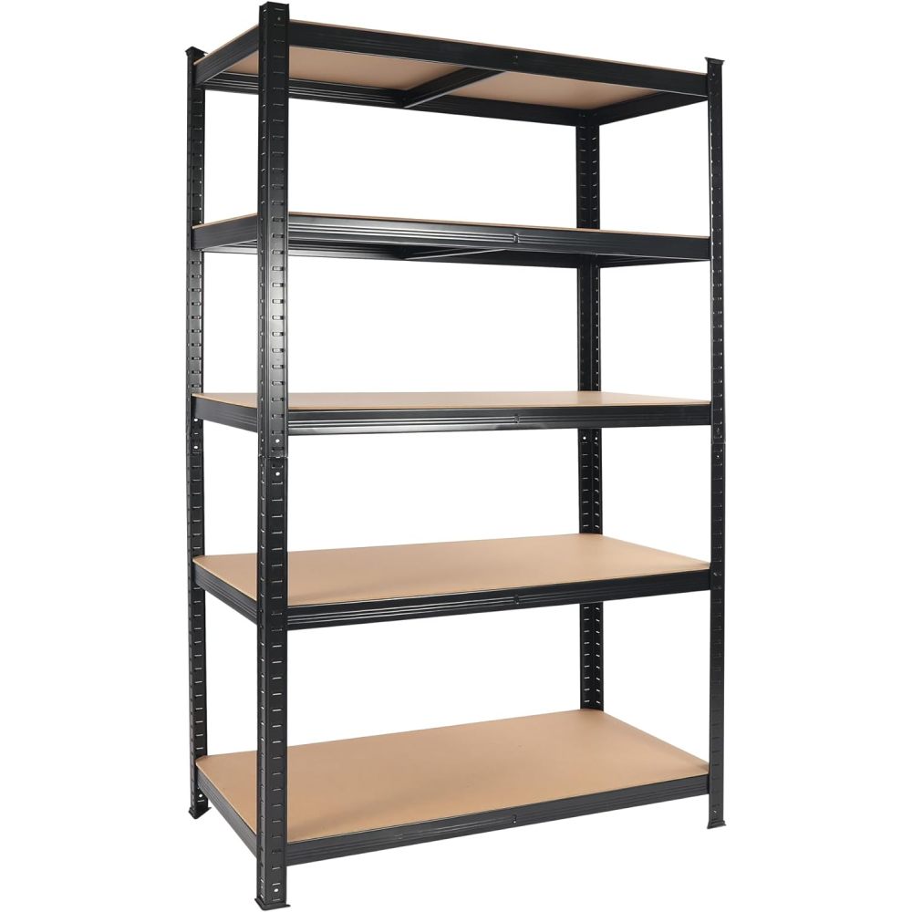 5 Tier Laminated White Metal Shelving Unit Adjustable Garage Storage Utility Rack Heavy Duty Shelves Organization Multipurpose Shelf Warehouse Basement Pantry 29" W x 12" D x 59" H 1Pack