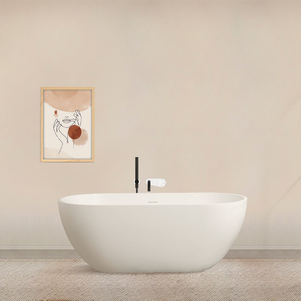 59 inch small size artificial stone solid surface freestanding bathroom bathtub