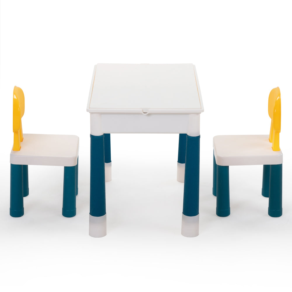 Multi functional rectangular block table - gray yellow (with DIY blocks)