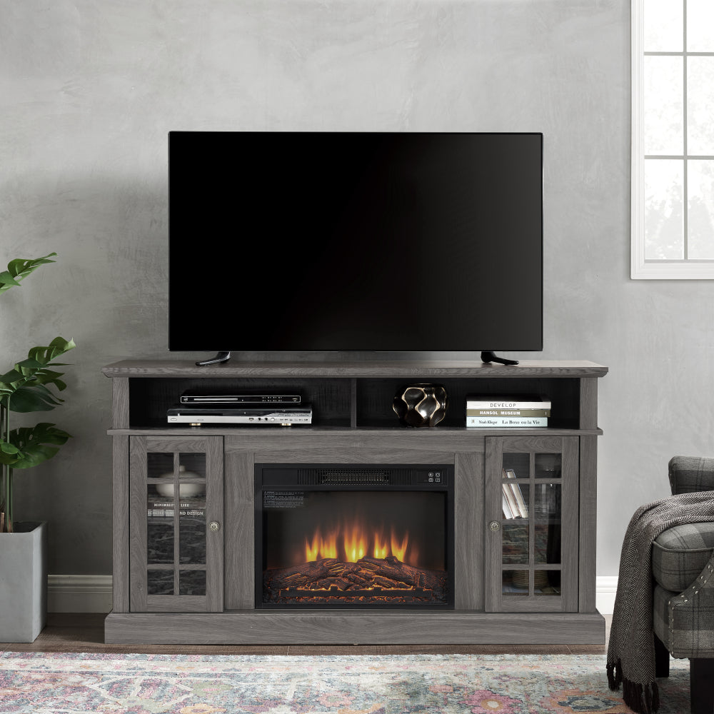 Classic TV Media Stand Modern Entertainment Console for TV Up to 65" with Open and Closed Storage Space, Espresso, 58.25"W*15.75"D*32"H