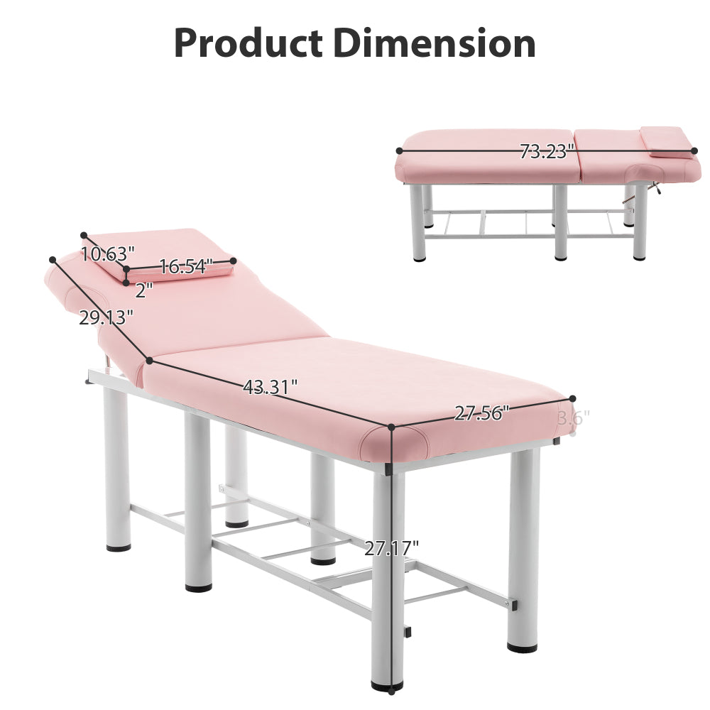 Professioanl Massage Table , Backrest Adjustable, Removable Headrest, Bottom Shelf Storage , Memory Foam Layer Salon Bed,White